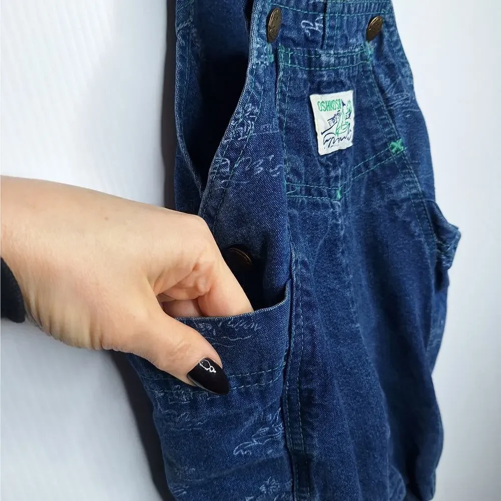 Vintage OshKosh B'Gosh Vestbak Baby Denim Sailboat Bubble Bib Overall 6-9 mo USA